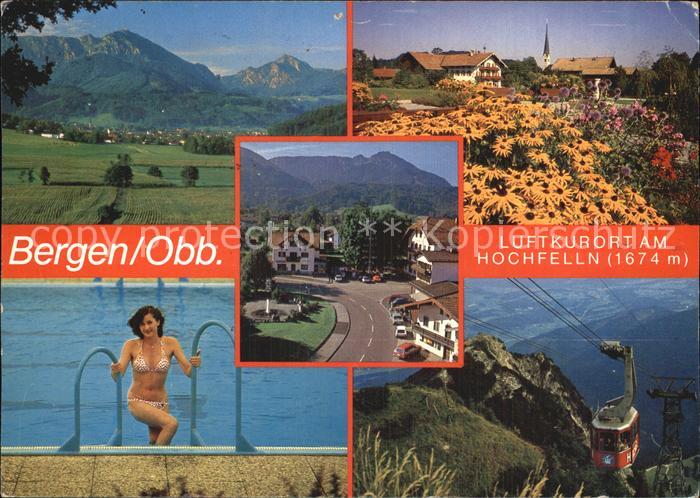 Bergen Chiemgau Panorama Teilansicht Schwimmbad Seilbahn