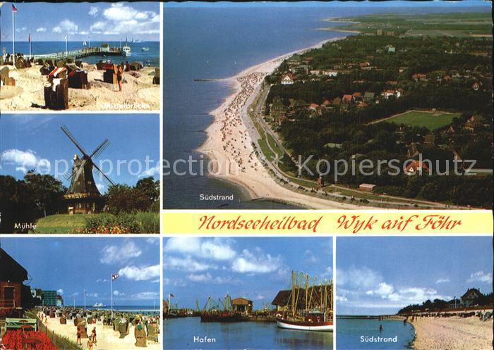 Wyk Foehr Strand Muehle Suedstrand Fliegeraufnahme Hafen