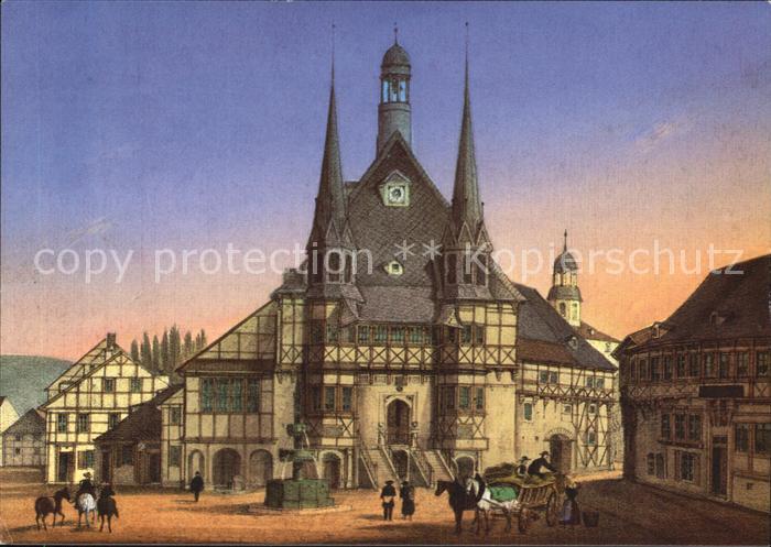 Wernigerode Harz Rathaus um 1850 Zeichnung