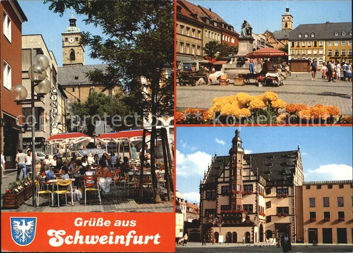 Schweinfurt Strassencafe Marktplatz Rathaus