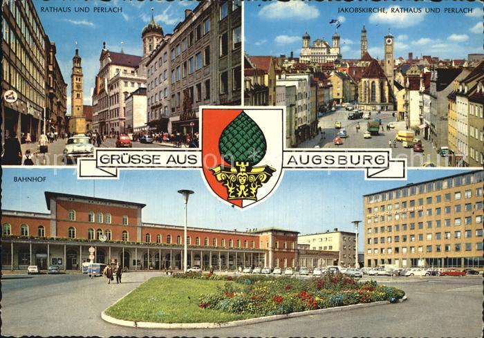 Augsburg Rathaus Perlachturm Jakobskirche Bahnhof
