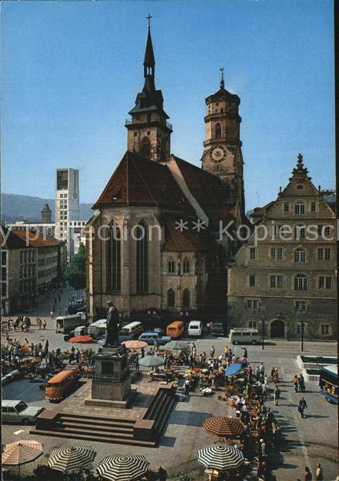 STUTTGART  CITY Schillerplatz Blumenmarkt Denkmal Kirche