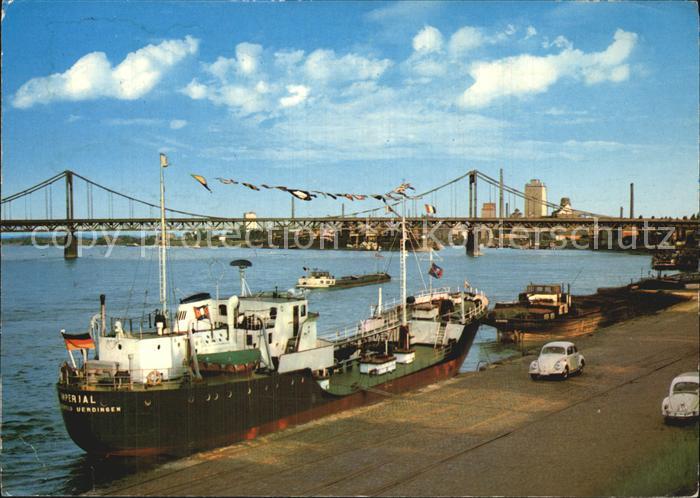 Krefeld Rheinbruecke Frachter