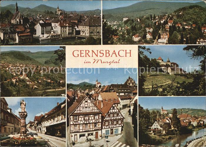 Gernsbach Panorama Brunnen Ortsmotive