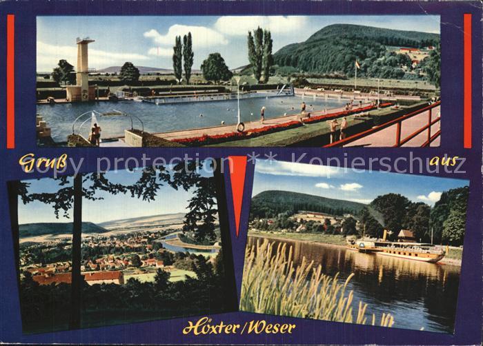 Hoexter Weser Schwimmbad Panorama Weserpartie