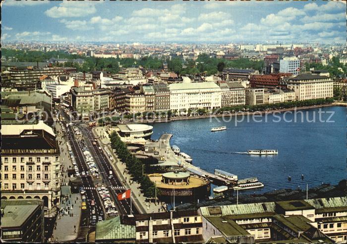 HAMBURG  CITY Jungfernstieg mit Binnenalster Fliegeraufnahme