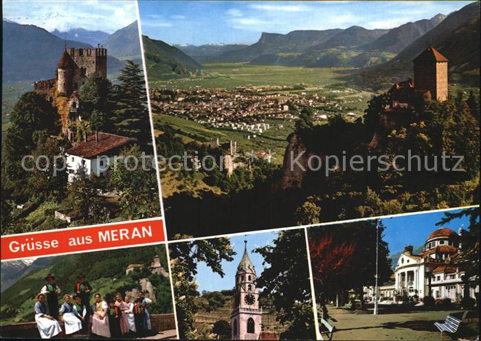 Meran Merano Schloss Panorama Trachten Kirche Park