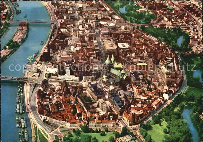 BREMEN  CITY City mit Dom und Weser Fliegeraufnahme