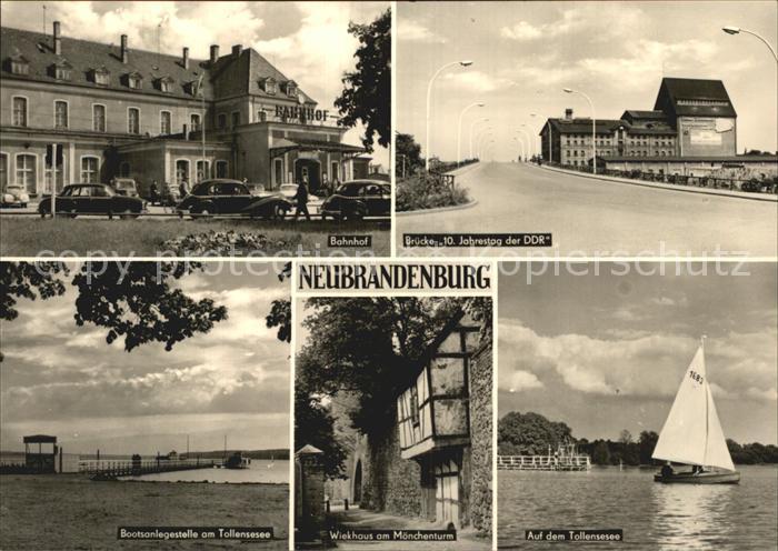 Neubrandenburg Bahnhof Bruecke Bootsanlegestelle am Tollensesee Waldhaus Moencht