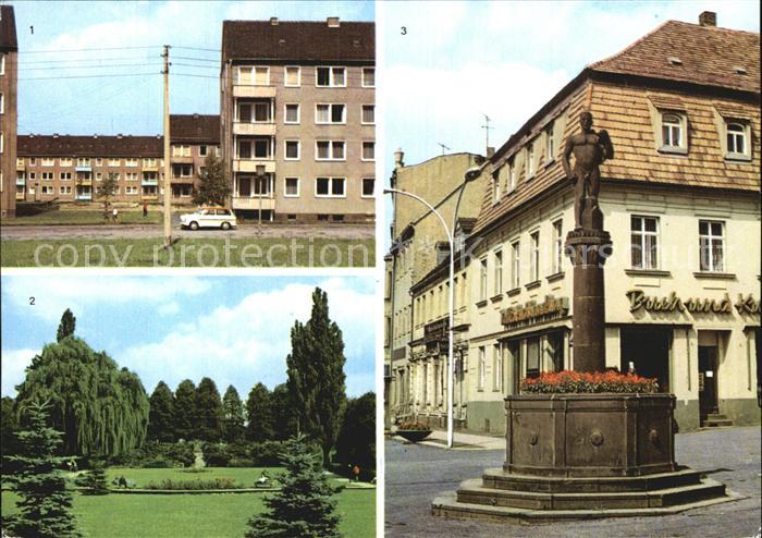 Frankenberg Sachsen Neubaugebiet Luetzelhoehe Park Brunnen am Platz der Einheit