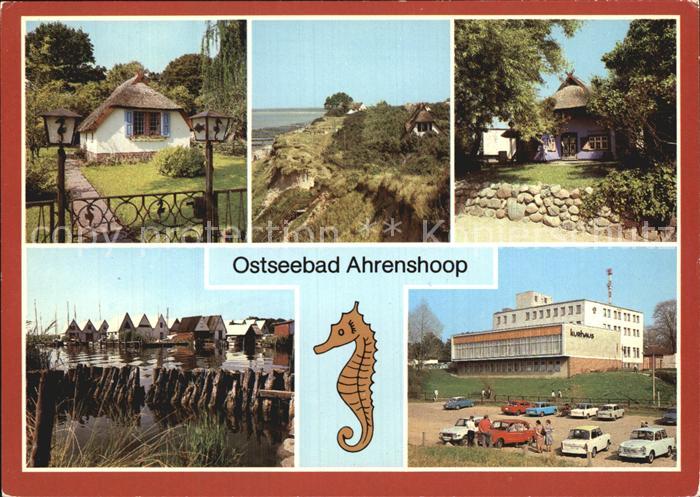 Ahrenshoop Ostseebad Haeuschen am Boddenteich Hohes Ufer Kunstkaten Hafen Kurhau