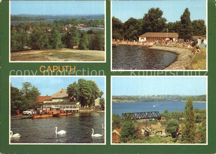 Caputh Blick vom Kraehenberg Strandbad Gaststaette Faehrhaus Schwielowsee