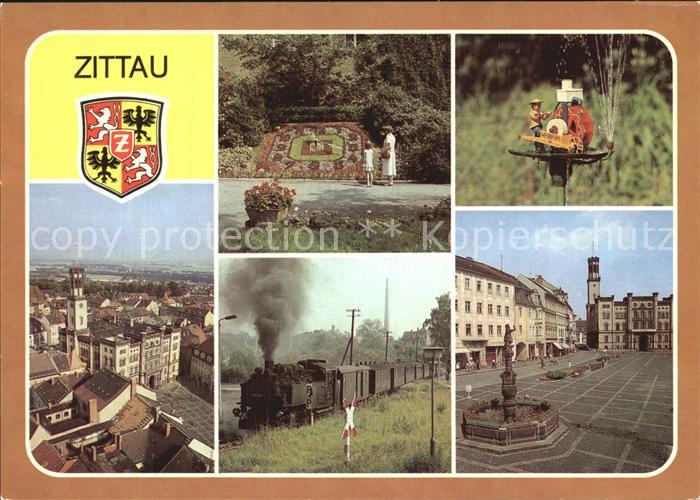 Zittau Schleifermaennelbrunnen Rathaus Kleinbahn Platz der Jugend