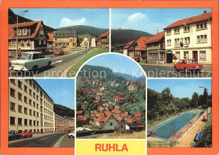 Ruhla PdF Gasthaus zur Traube Uhrenkombinat Teilansicht Schwimmbad