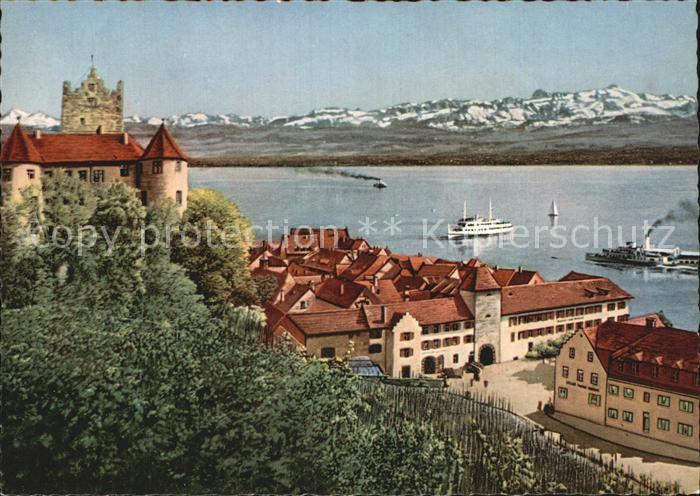 Meersburg Bodensee Panorama Schloss Schweizer Alpen