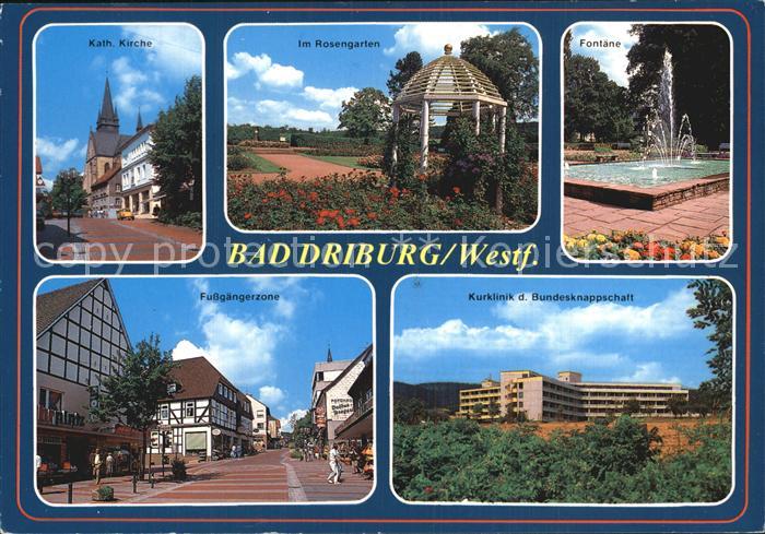 Bad Driburg Kath Kirche Rosengarten Fontaene Fussgaengerzone Kurklinik