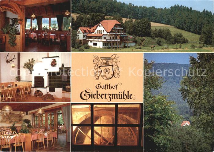 Hosenfeld Gasthof Sieberzmuehle Gastraeue Laufendes Muehlenrad im Lokal