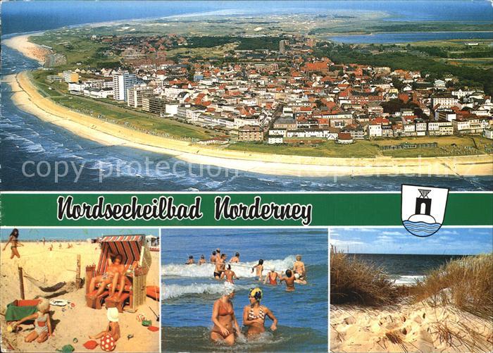 Norderney Nordseebad Fliegeraufnahme Strand Badespass Duenen