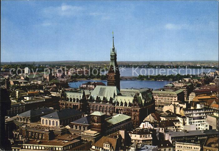 HAMBURG  CITY Rathaus mit Binnen und Aussenalster