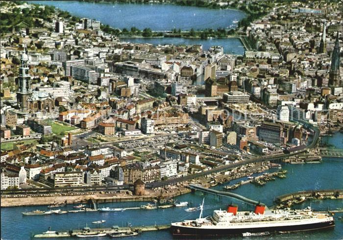 HAMBURG  CITY Fliegeraufnahme ueberseebruecke City und Alsterbecken