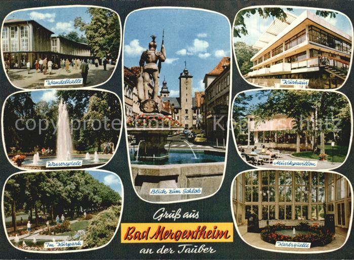 Bad Mergentheim Wandelhalle Wasserspiele Kurpark Schloss Brunnen Kurhaus Musikpa