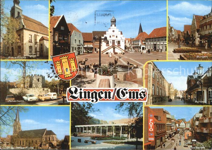 Lingen Ems Kreuzkirche Marktplatz Burgstr Pulverturm St Bonifatiuskirche Theater