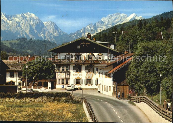 Wallgau Hotel Gasthof Post mit Wettersteinwand