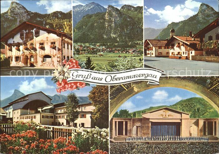 OBERAMMERGAU Bayern Pilatushaus Kofel Dedlerstr Passisonsspielhaus Buehne und Ch