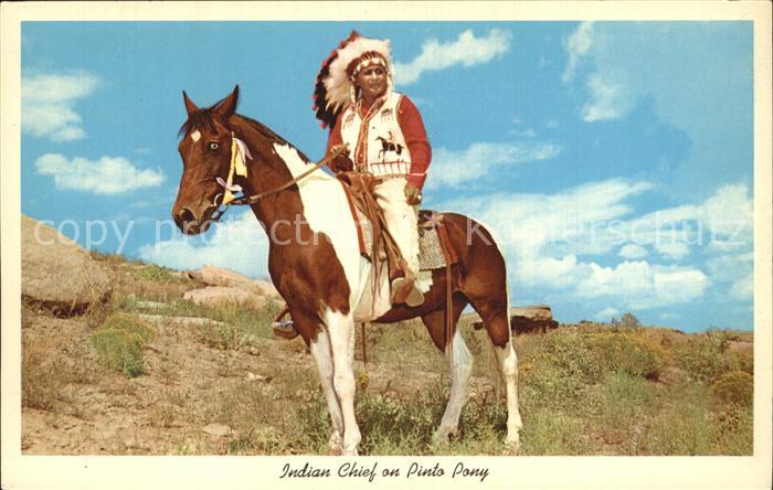 Indianer Native American Indian Chief on Pinto Pony