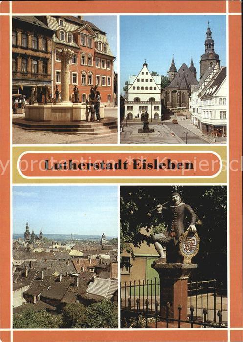 Eisleben Knappenbrunnen Lutherdenkmal Wahrzeichen des Mansfelder Bergbaus