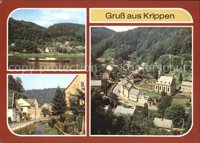 Krippen Bad Schandau Elbfaehre Krippenbach Blick vom Pueschelweg