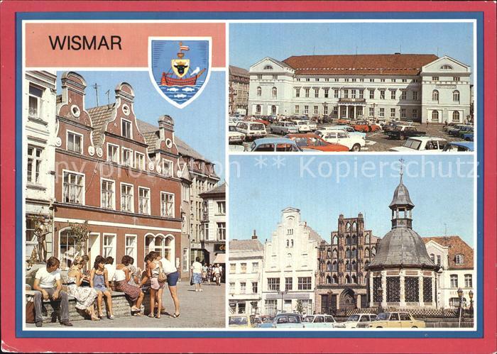 Wismar Mecklenburg Rathaus Wasserkunst und Alter-Schwede