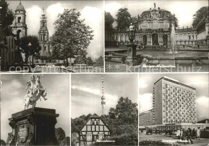 DRESDEN Elbe Zwinger Wallpavillon Interhotel Fernsehturm Bruelsche Terrasse