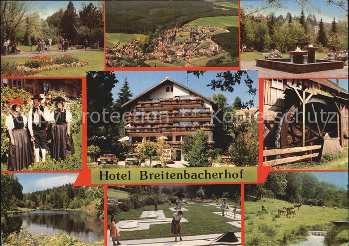 Waldachtal Hotel Breitenbacher Hof Teilansicht Wasserrad Minigolf See Trachtentr