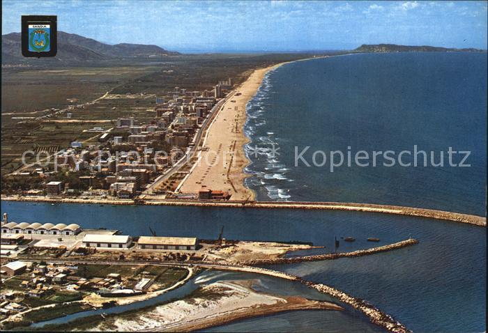 Gandia Fliegeraufnahme Strand und Hafen