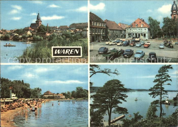 Waren Klink Teifwarensee Markt Badeanstalt Blick zur Mueritz