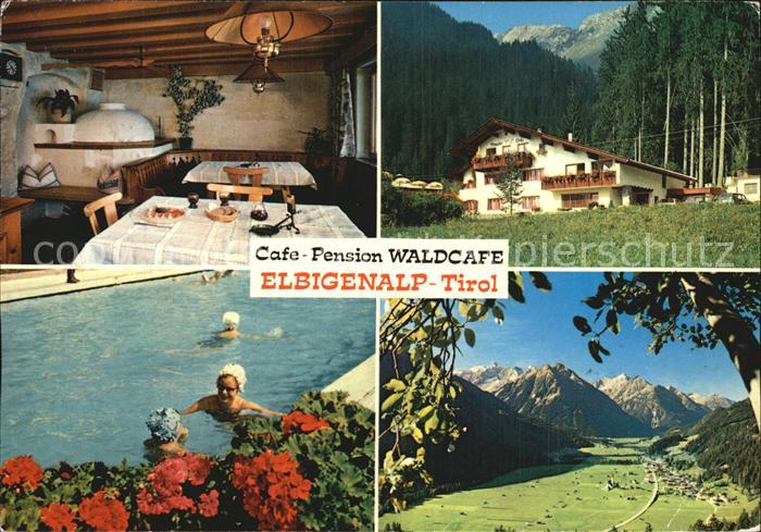 Elbingenalp Cafe Pension Waldcafé Teilansicht Aussenansicht Pool Gastraum