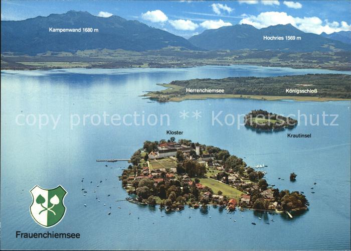 Frauenchiemsee Fliegeraufnahme mit Kloster Frauenwoerth