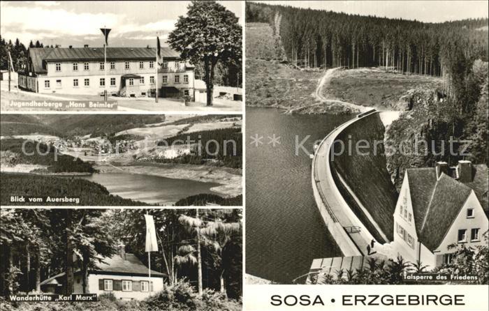 Sosa Erzgebirge Blick vom Auersberg Jugendherberge Hans Beimler Talsperre des Fr