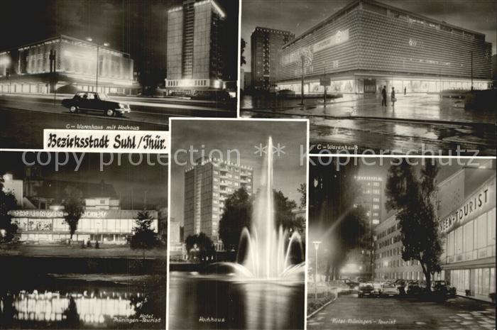 Suhl Thueringer Wald Hochhaus Centrum Warenhaus Hotel Thueringen Tourist Nacht