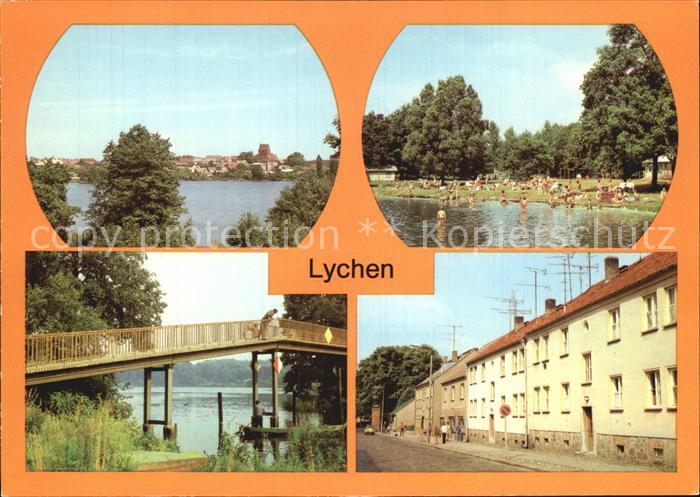 Lychen Stadtsee Strandbad Grosser Lychensee Fussgaengerbruecke