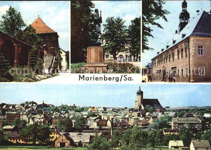 Marienberg Erzgebirge Zschopauer Tor Stadtmauer Denkmal des Stadtgruenders Ratha