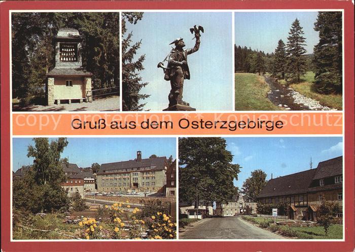 Dippoldiswalde Osterzgebirge Baerenfels Glockenspiel aus Meissen Falknerbrunnen