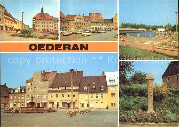 Oederan Rathaus Wilhelm Kulz Platz Postmeilensaeule Stadtbad