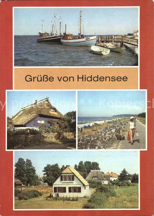 Insel Hiddensee HAfen Blaue Scheune Duenendamm Dreimaedelhaus