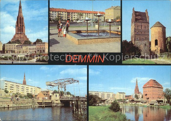 Demmin Mecklenburg Vorpommern Markt Bartholomaeuskirche Springbrunnen Luisentor
