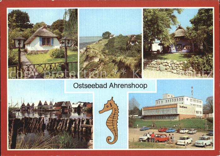 Ahrenshoop Ostseebad Haeuschen am Boddendeich Hohes Ufer Kunstkaten Kurhaus Hafe