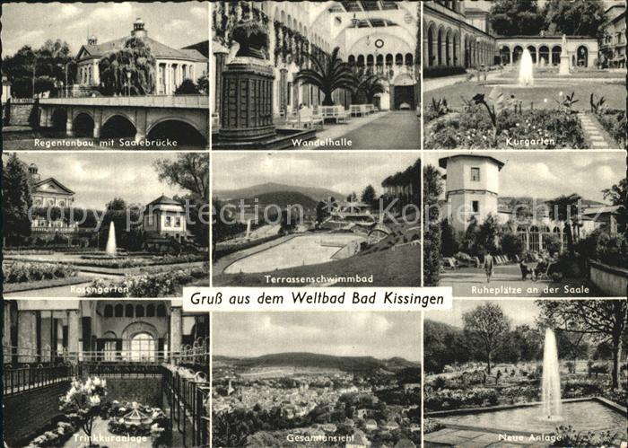 Bad Kissingen Regentenbau Saalebruecke Wandelhalle Kurgarten Panorama