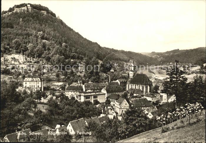 Koenigstein Saechsische Schweiz Festung Kirche Panorama