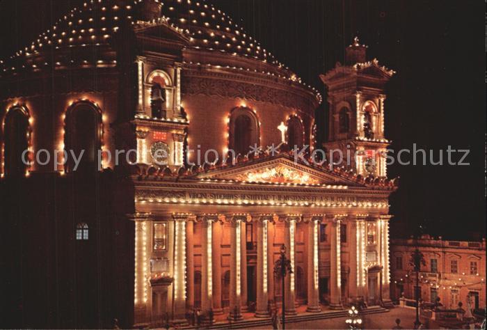 Malta Mosta Church at night